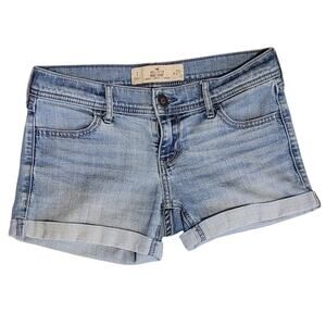 Hollister "Midi Short" Denim Cuffed Shorts Light Wash Womens Size 1 or W25 EUC